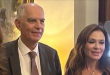 “Echoes of Eternity,” the new work by Green Cedar Lebanon celebrating Lebanese heritage Hervé Magro alongside Pascale Saad at the launch ceremony of the book Echoes of Eternity. Photo courtesy of Green Cedar Lebanon.